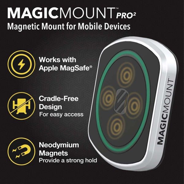 Scosche MagicMount Pro2 Flush mount - Support de téléphone de voiture - Universel - Magnétique et MagSafe - Noir