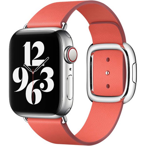 Apple Leather Band Modern Buckle Apple Watch Series 1-9 / SE - 38/40/41 mm / Series 10 - 42 mm - Taille S - Pink Citrus