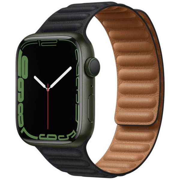 Apple Leather Link Apple Watch Series 1-10 / SE / Ultra (2) - 42/44/45/46/49 mm - Taille M/L - Midnight