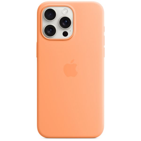 Apple Coque en silicone MagSafe iPhone 15 Pro Max - Orange Sorbet