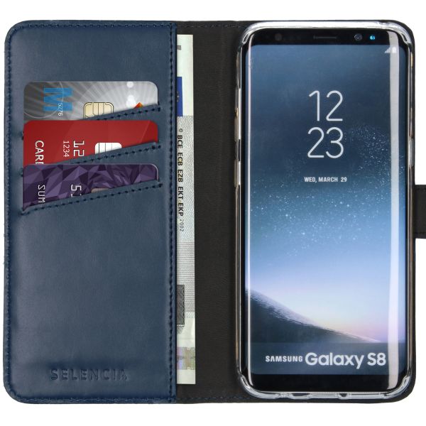 Selencia Étui de téléphone en cuir véritable Samsung Galaxy S8 - Bleu