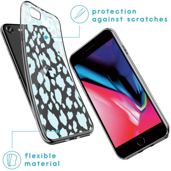 imoshion Coque Design iPhone SE (2022 / 2020) / 8 / 7 / 6s - Léopard - Bleu