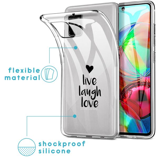 iMoshion Coque Design Samsung Galaxy A71 - Live Laugh Love - Noir