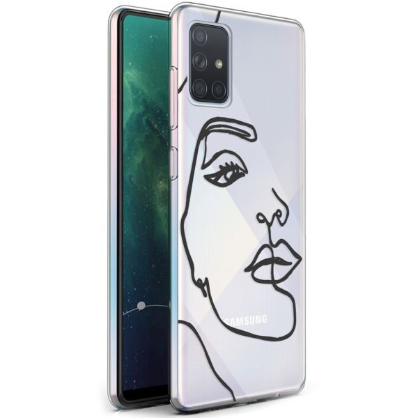 imoshion Coque Design Samsung Galaxy A71 - Visage abstrait - Noir