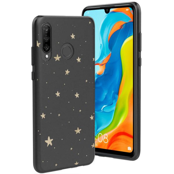 iMoshion Coque Design Huawei P30 Lite - Etoiles / Noir