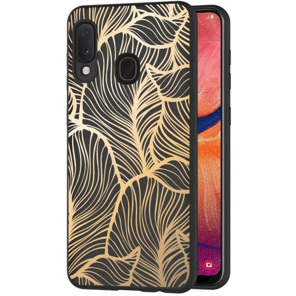 iMoshion Coque Design Samsung Galaxy A20e - Feuilles / Noir