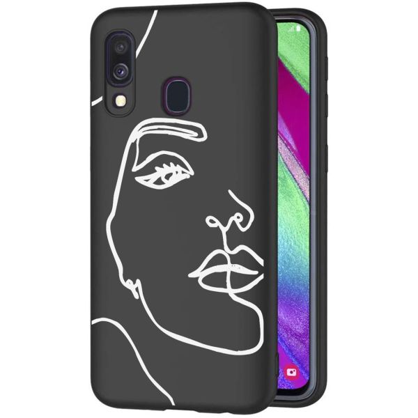 imoshion Coque Design Samsung Galaxy A40 - Visage abstrait - Blanc