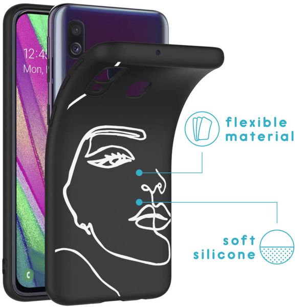 imoshion Coque Design Samsung Galaxy A40 - Visage abstrait - Blanc