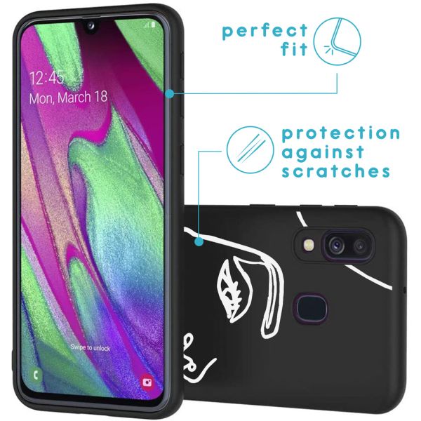 imoshion Coque Design Samsung Galaxy A40 - Visage abstrait - Blanc