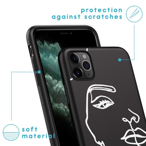 imoshion Coque Design iPhone 11 Pro - Visage abstrait - Blanc / Noir