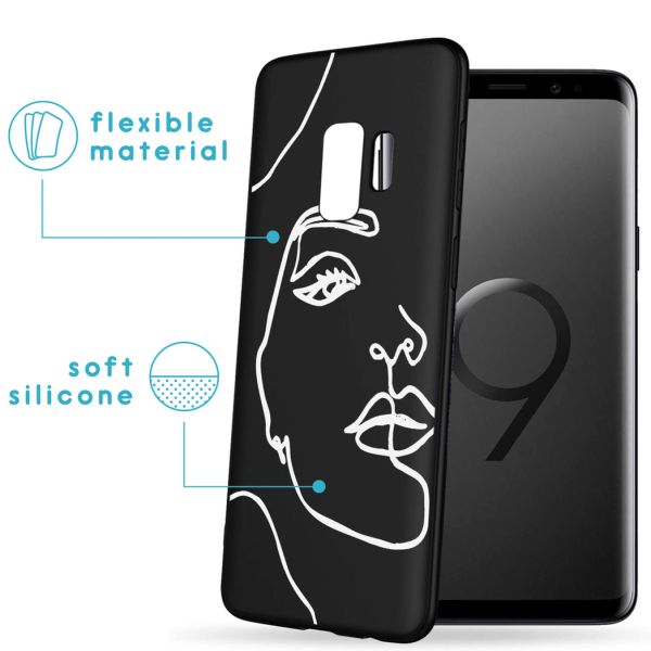 imoshion Coque Design Samsung Galaxy S9 - Visage abstrait - Blanc