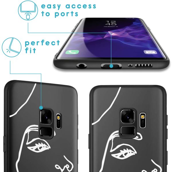 imoshion Coque Design Samsung Galaxy S9 - Visage abstrait - Blanc