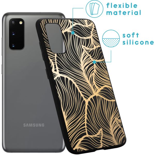 iMoshion Coque Design Samsung Galaxy S20 - Feuilles / Noir