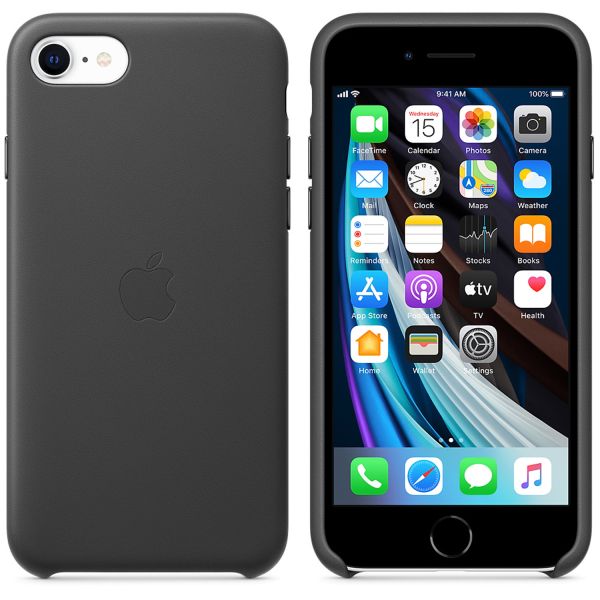 Apple Coque Leather iPhone SE (2022 / 2020) - Noir