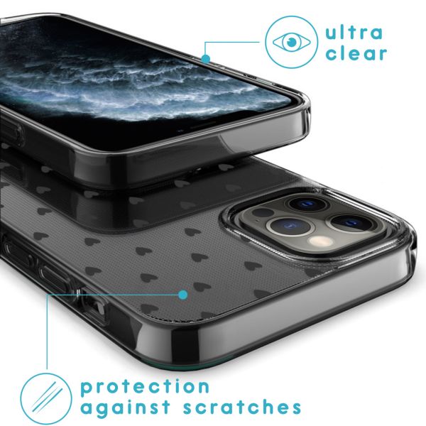 imoshion Coque Design iPhone 12 (Pro) - Cœurs - Noir