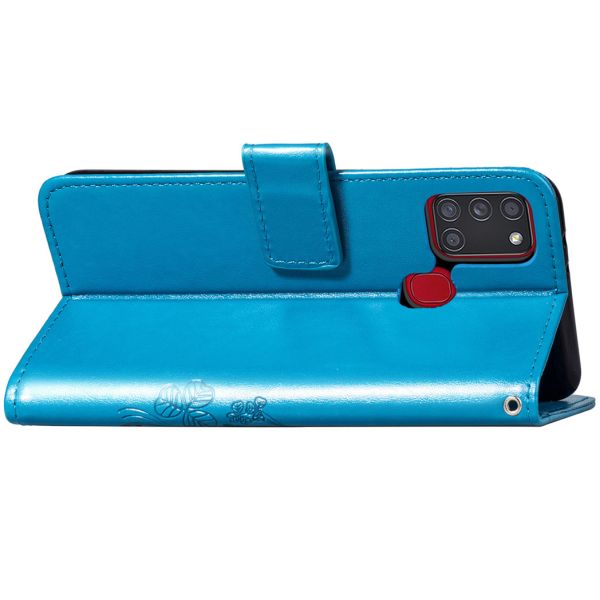 Etui de téléphone Fleurs de Trèfle Galaxy A21s - Turquoise