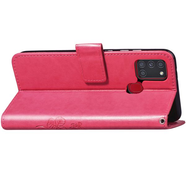 Etui de téléphone Fleurs de Trèfle Galaxy A21s - Fuchsia