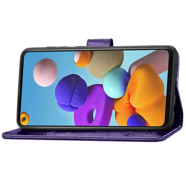 Etui de téléphone Fleurs de Trèfle Galaxy A21s - Violet