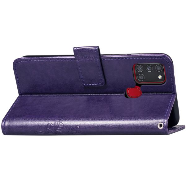 Etui de téléphone Fleurs de Trèfle Galaxy A21s - Violet