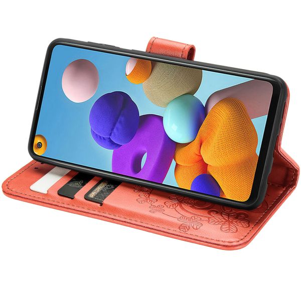 Etui de téléphone Fleurs de Trèfle Galaxy A21s - Rouge