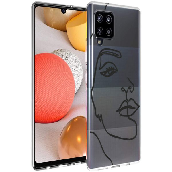 iMoshion Coque Design Samsung Galaxy A42 - Visage abstrait - Noir