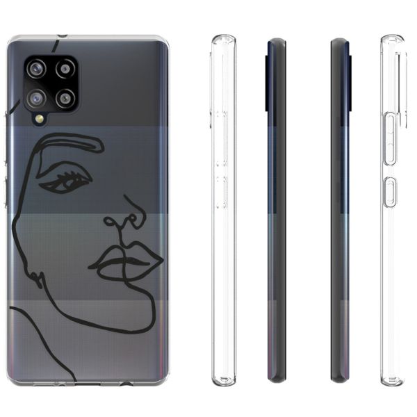 iMoshion Coque Design Samsung Galaxy A42 - Visage abstrait - Noir