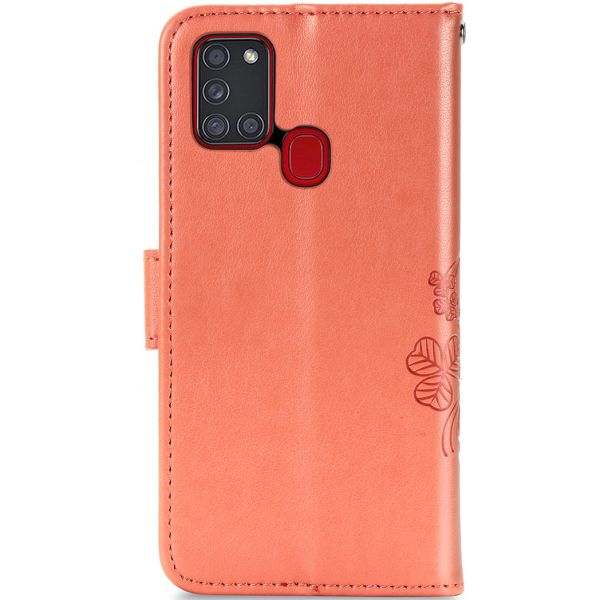 Etui de téléphone Fleurs de Trèfle Galaxy A21s - Orange