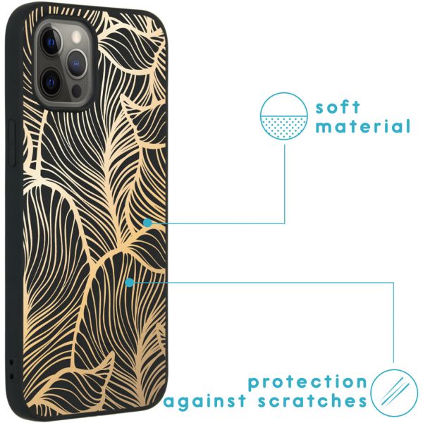 iMoshion Coque Design iPhone 12 Pro Max - Feuilles / Noir