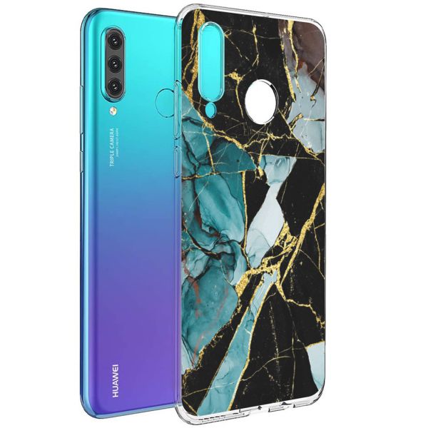 imoshion Coque Design Huawei P30 Lite - Marbre - Bleu