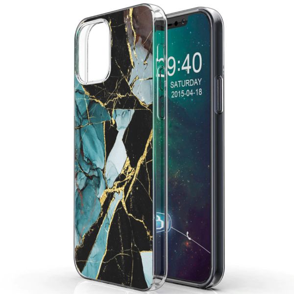 iMoshion Coque Design iPhone 12 (Pro) - Marbre - Bleu