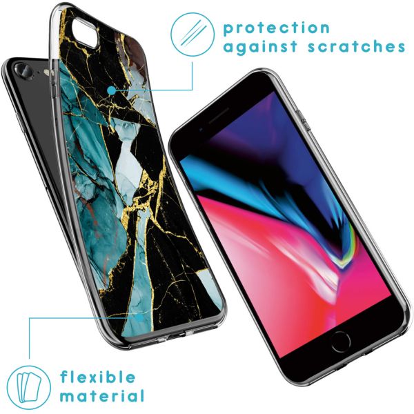 imoshion Coque Design iPhone SE (2022 / 2020) / 8 / 7 / 6(s) - Marbre - Bleu