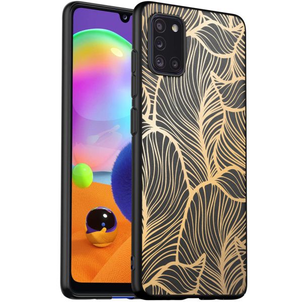 iMoshion Coque Design Samsung Galaxy A31 - Feuilles / Noir