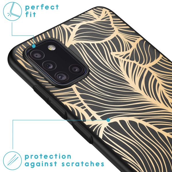 iMoshion Coque Design Samsung Galaxy A31 - Feuilles / Noir