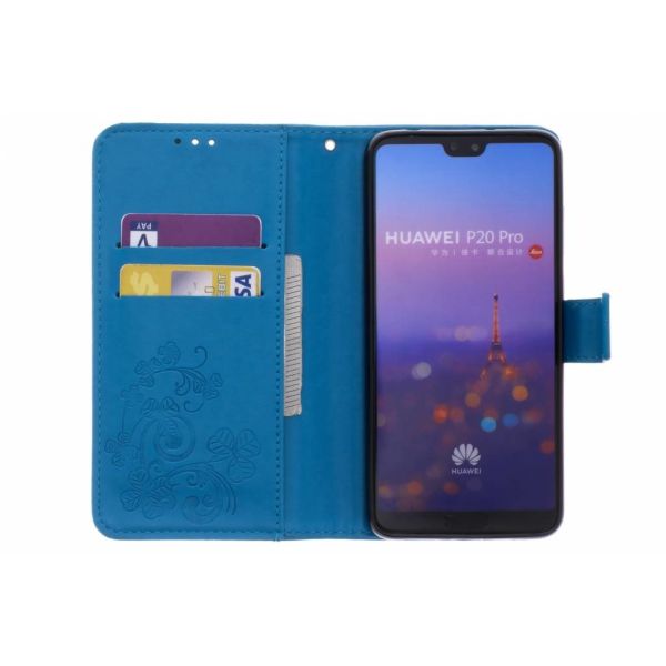 Etui de téléphone Fleurs de Trèfle Huawei 20 Pro - Turquoise