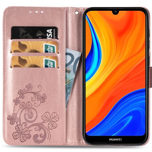 Etui de téléphone Fleurs de Trèfle Huawei Y6 (2019) - Rose