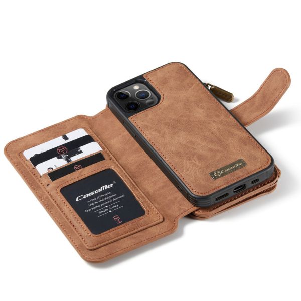 CaseMe Étui luxe 2-en-1 à rabat iPhone 12 (Pro) - Brun