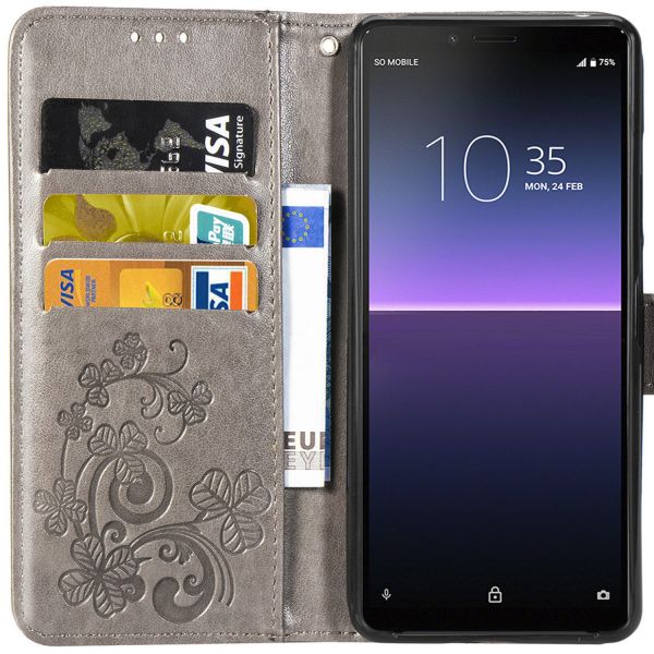 Etui de téléphone Fleurs de Trèfle Sony Xperia 10 II - Gris