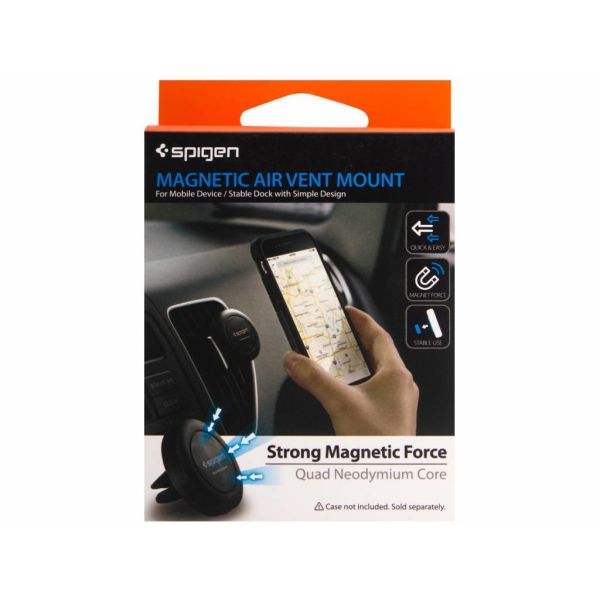 Spigen Magnetic Air Vent Mount - Support de téléphone pour voiture - Grille de ventilation - Magnétique - Noir