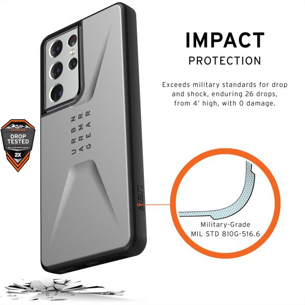 UAG Coque Civilian Samsung Galaxy S21 Ultra - Argent