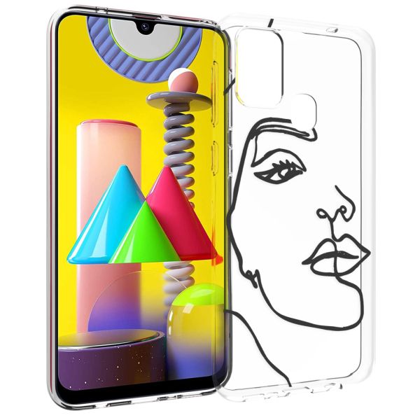 imoshion Coque Design Samsung Galaxy M31 - Visage abstrait - Noir