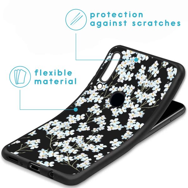 imoshion Coque Design Huawei P30 Lite - Fleur - Blanc / Noir