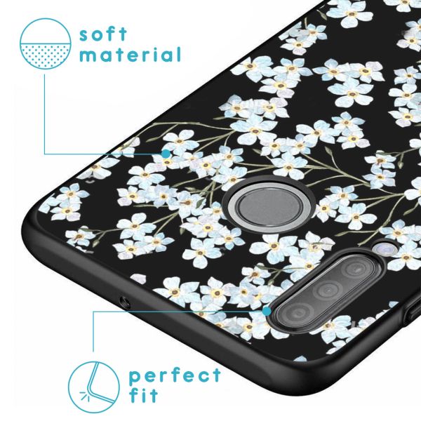 imoshion Coque Design Huawei P30 Lite - Fleur - Blanc / Noir