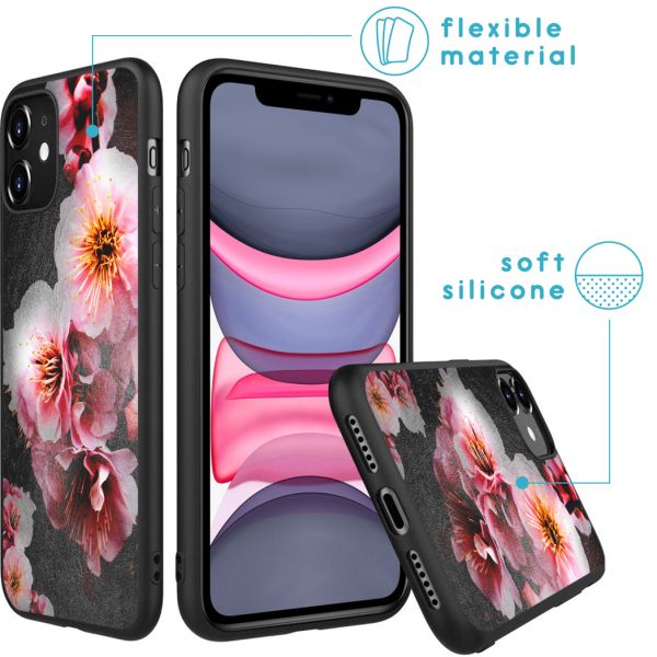 imoshion Coque Design iPhone 11 - Fleur - Rose / Noir