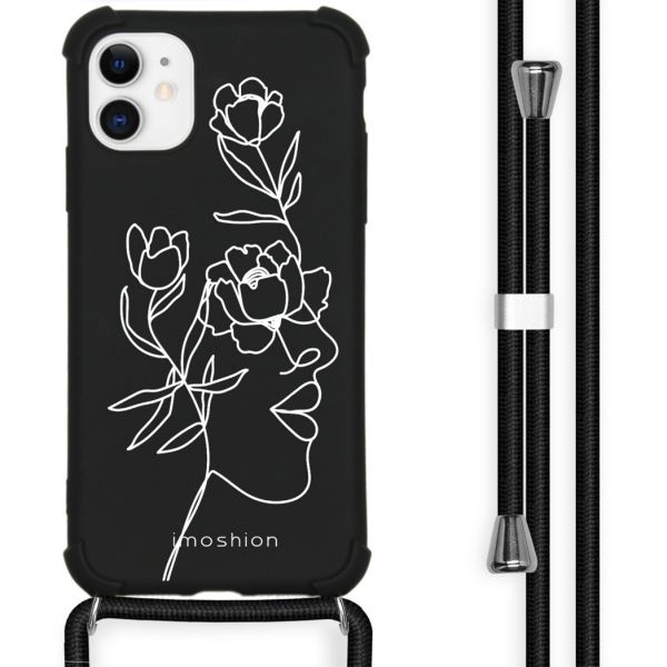 imoshion Coque Design avec cordon iPhone 11 - Woman Flower Black