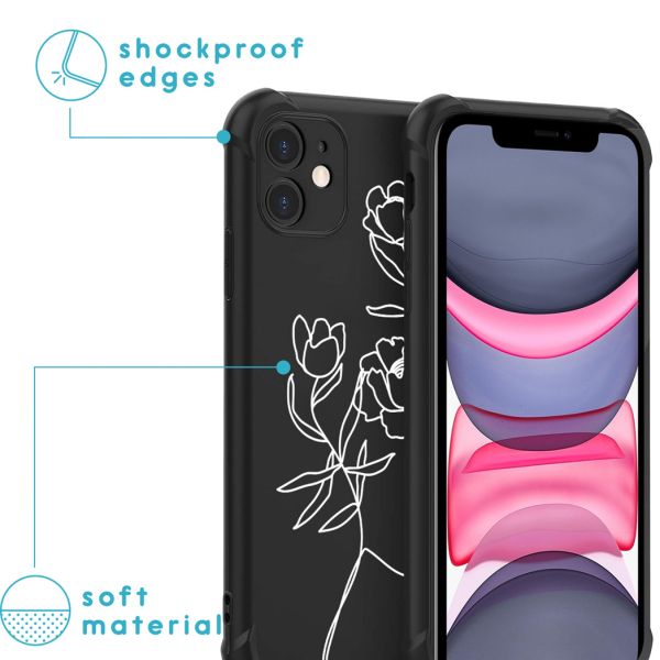 imoshion Coque Design avec cordon iPhone 11 - Woman Flower Black