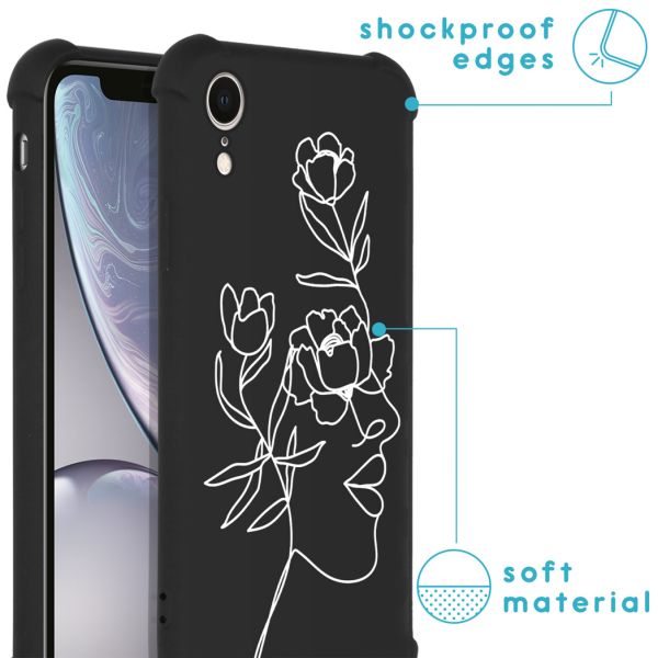 imoshion Coque Design avec cordon iPhone Xr - Woman Flower Black