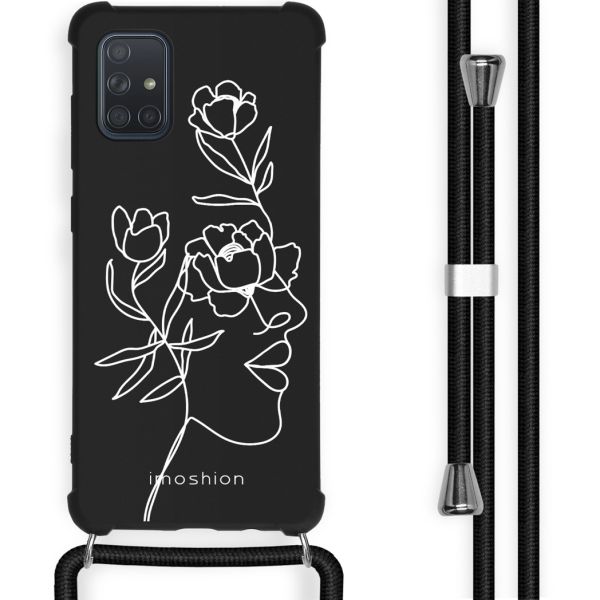 imoshion Coque Design avec cordon Samsung Galaxy A71 - Woman Flower Black