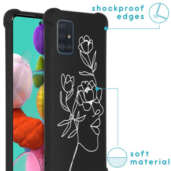 imoshion Coque Design avec cordon Samsung Galaxy A51 - Woman Flower Black