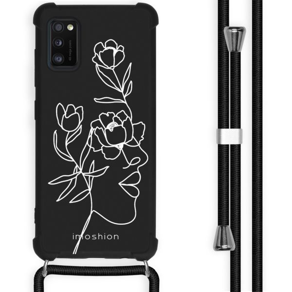 imoshion Coque Design avec cordon Samsung Galaxy A41 - Woman Flower Black