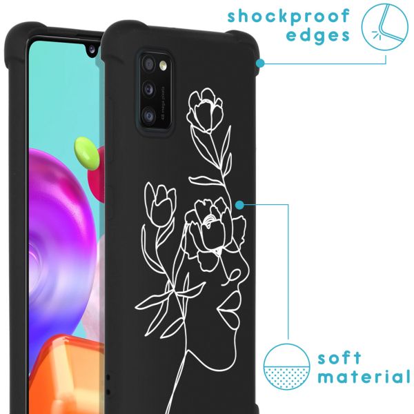 imoshion Coque Design avec cordon Samsung Galaxy A41 - Woman Flower Black